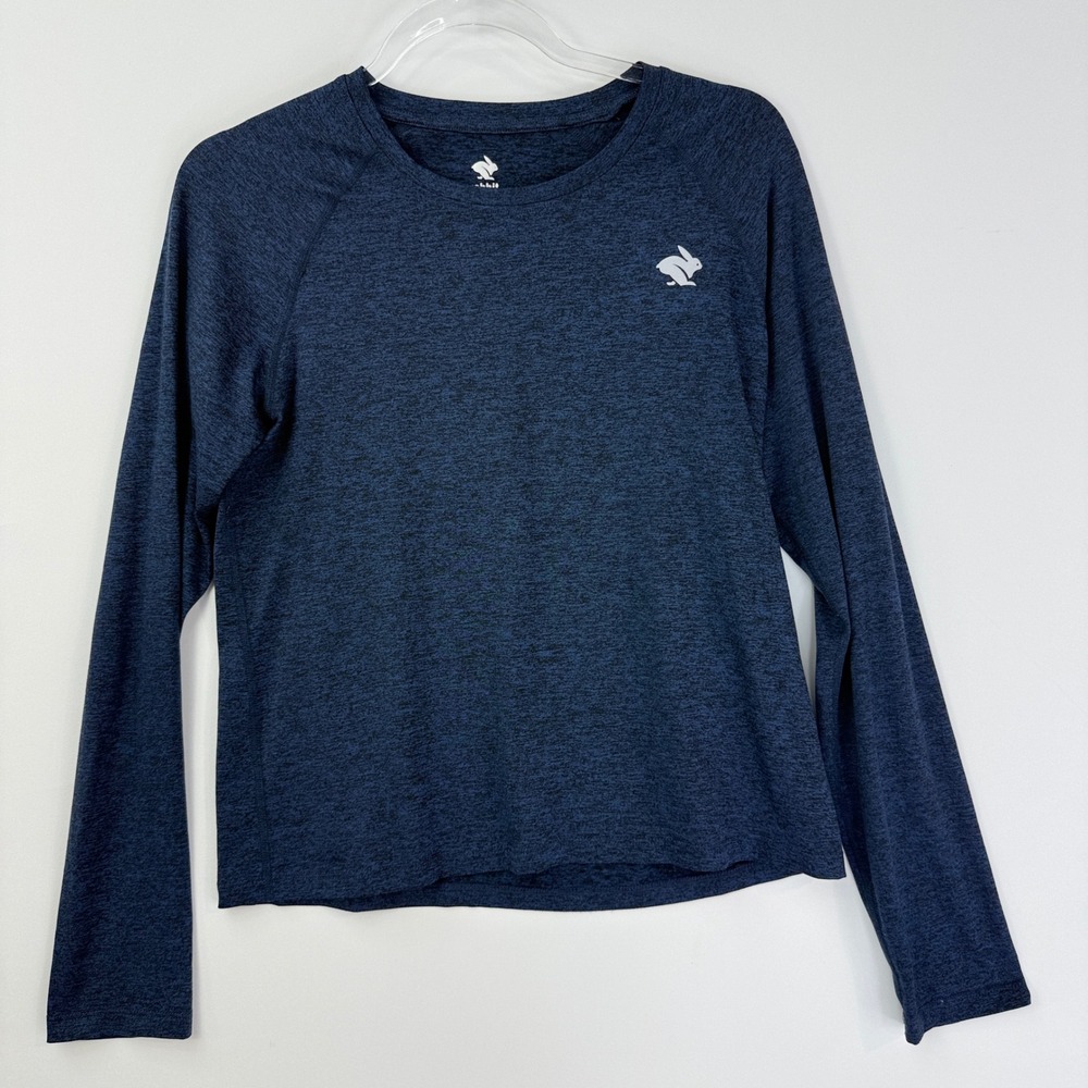Rabbit EZ Tee LS Running Shirt Women MD Blue Heathered Long Sleeve RW313